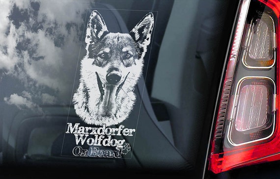 Marxdorfer Wolfdog on Board - Car Window Sticker - Sled Wolf Dog Sign Decal - V01