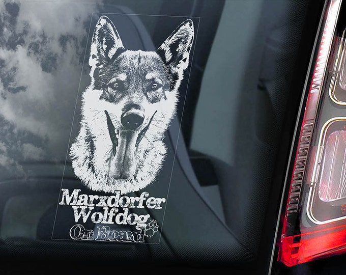 Marxdorfer Wolfdog on Board - Car Window Sticker - Sled Wolf Dog Sign Decal - V01