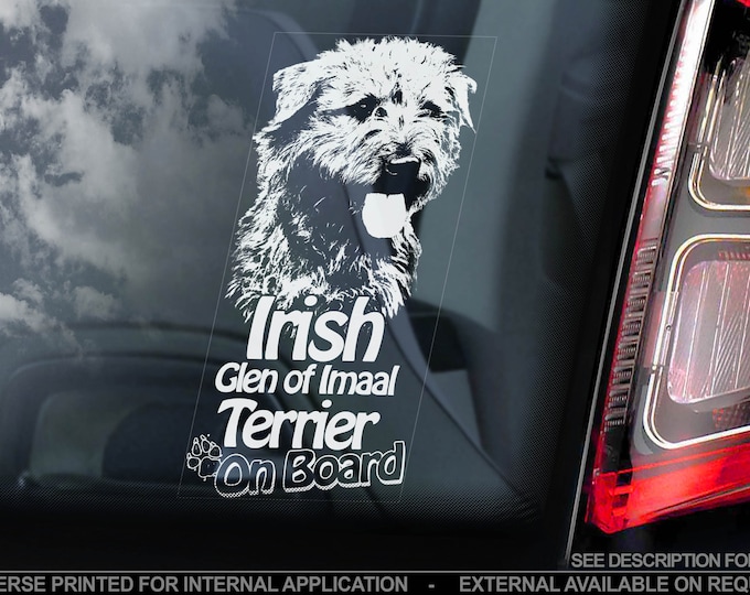 Irish Glen of Imaal Terrier on Board  - Car Window Sticker - Wicklow Dog Sign Decal  -V01