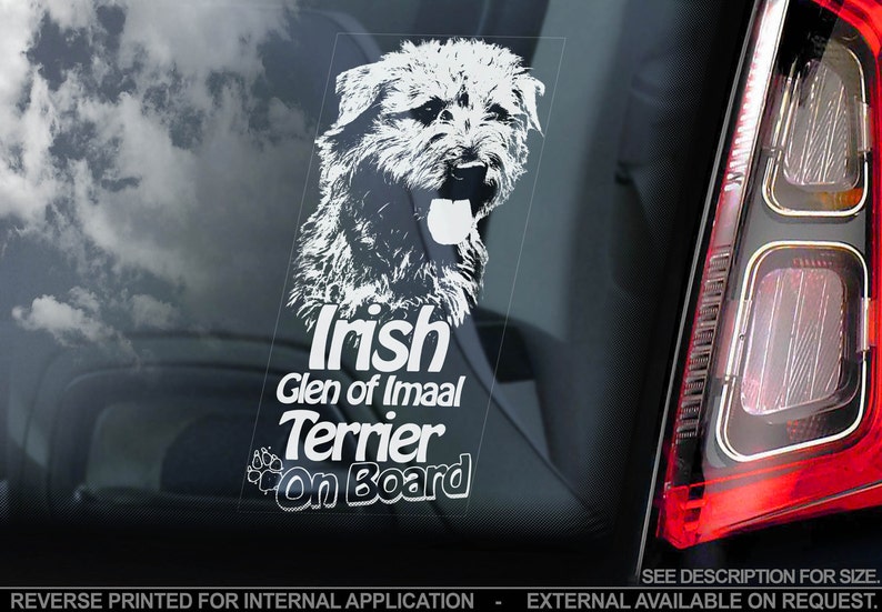 Irish Glen of Imaal Terrier on Board Car Window Sticker Wicklow Dog Sign Decal V01 image 1