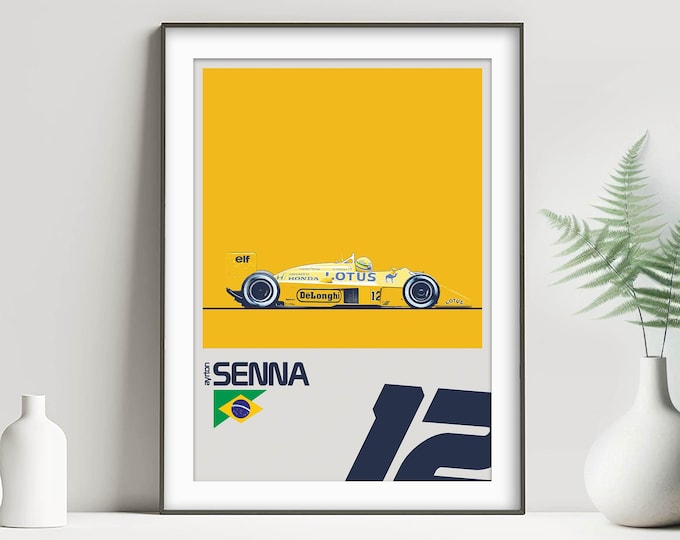 Ayrton Senna - Limited Edition Poster - F1 1987 Brazil 99T Artwork Print, Motorsport Fan Gift Wall Art