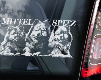 Mittelspitz on Board - Car Window Sticker - German Mittel Spitz Deutscher Dog Sign Decal - V02