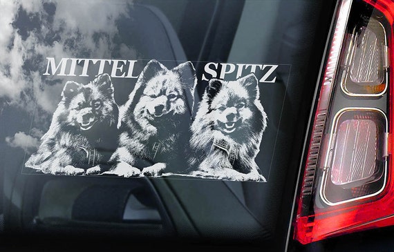 Mittelspitz on Board - Car Window Sticker - German Mittel Spitz Deutscher Dog Sign Decal - V02