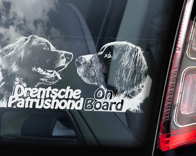 Drentsche Patrijshond on Board - Car Window Sticker - Dutch Partridge Dog Sign Gift Decal - V03