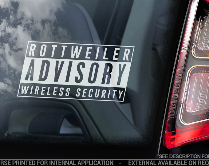 Rottweiler Security - Car Window Sticker - Rottie on Board Beware of the Dog Sign Bumper Decal - V07