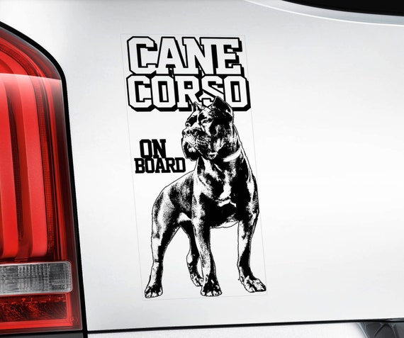 Cane Corso on Board - Car Window Sticker - Beware of the Dog Italian Mastiff Sign Decal -V01BLK