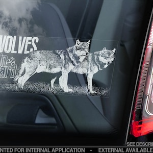 狼が乗っている - 車の窓ステッカー - 狼犬のサイン バンパーデカール - V01