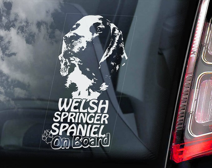 Welsh Springer Spaniel on Board - Car Window Sticker - Cocker Starter Dog Sign Decal - V01
