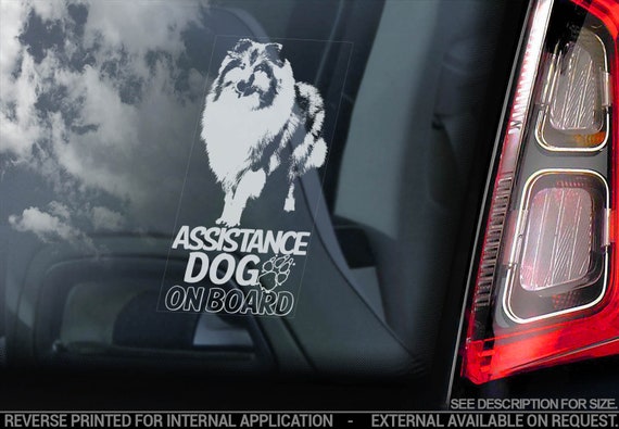 Assistance Dog on Board - Car Window Sticker - Rough Collie Dog Sign on Board Decal Gift - V22