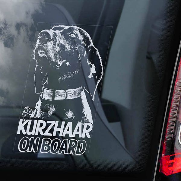 Kurzhaar a bordo - Adesivo finestrino auto - Segno cane tedesco Shorthaired Deutsch Pointer Decal - V03