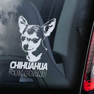 Chihuahua an Bord - Autofenster Aufkleber - Hundeschild Niedliche Geschenkidee Kunst Aufkleber - V11