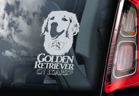 Golden Retriever on Board - Car Window Sticker - Guide Dog Sign Decal -V10