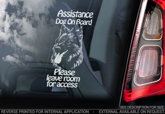 Assistance Dog on Board - Car Window Sticker - German Shepherd Stroke Detection Dog Sign Decal - V10