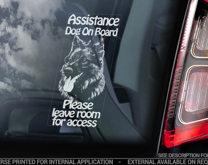 Assistance Dog on Board - Car Window Sticker - German Shepherd Stroke Detection Dog Sign Decal - V10