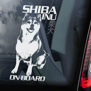 Shiba Inu on Board - Car Window Sticker - Japanese Ken Dog Sign Decal Sign - V01