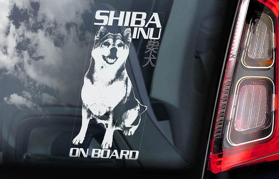 Shiba Inu on Board - Car Window Sticker - Japanese Ken Dog Sign Decal Sign - V01