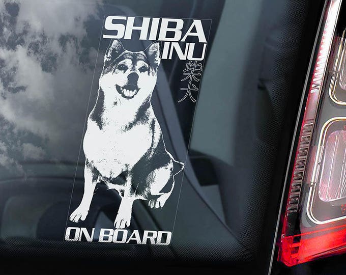 Shiba Inu on Board - Car Window Sticker - Japanese Ken Dog Sign Decal Sign - V01
