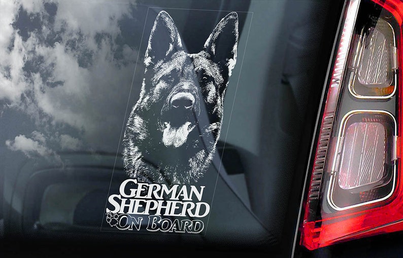 German Shepherd on Board Car Window Sticker Alsatian Dog GSD Sign Decal V07 image 1