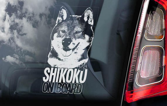 Shikoku on Board - Car Window Sticker - Japanese Wolfdog Dog Sign Decal Sign - V01