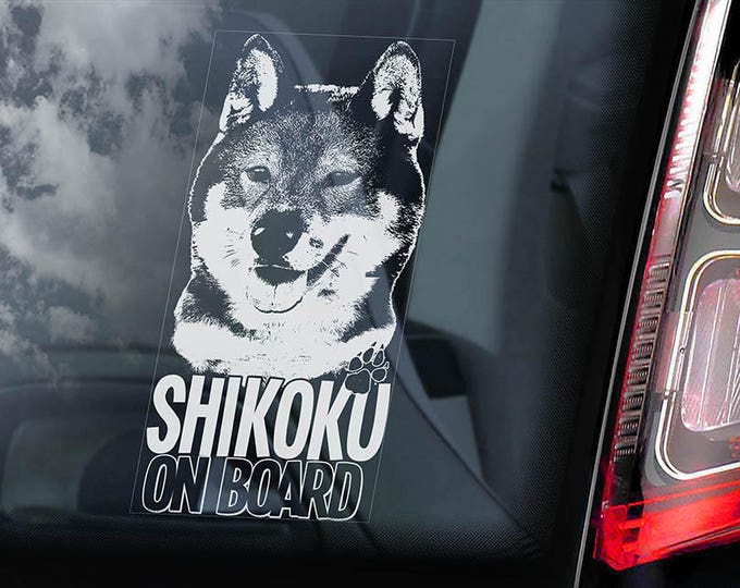 Shikoku on Board - Car Window Sticker - Japanese Wolfdog Dog Sign Decal Sign - V01