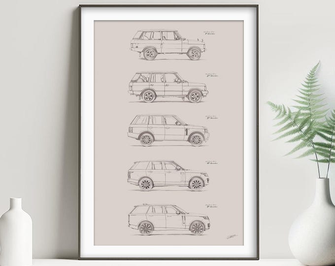 Range Rover Evolution Art Print, Automotive Illustration Artwork Poster, Car Owner Custom Gift