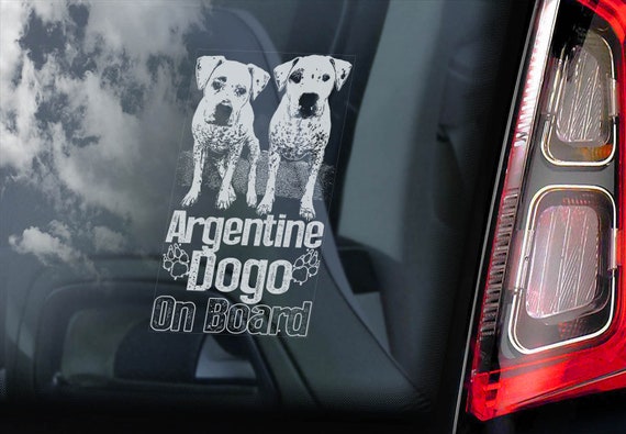 Argentine Dogo on Board - Car Window Sticker - Dogo Argentino Sign Gift Decal - V06