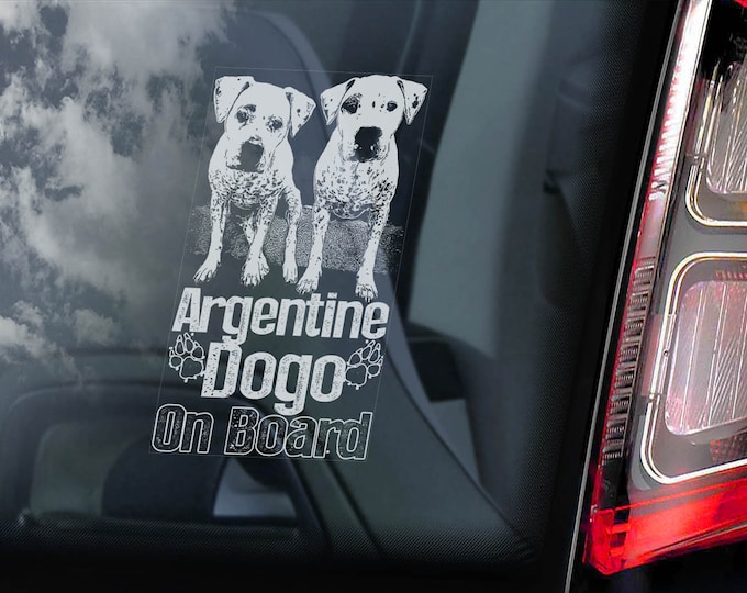 Argentine Dogo on Board - Car Window Sticker - Dogo Argentino Sign Gift Decal - V06