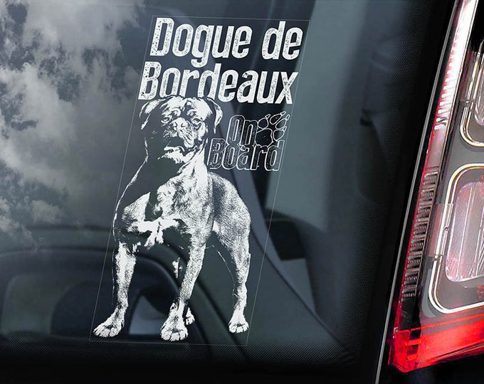 Dogue de Bordeaux on Board - Car Window Sticker - French Mastiff Sign Gift Decal - V02