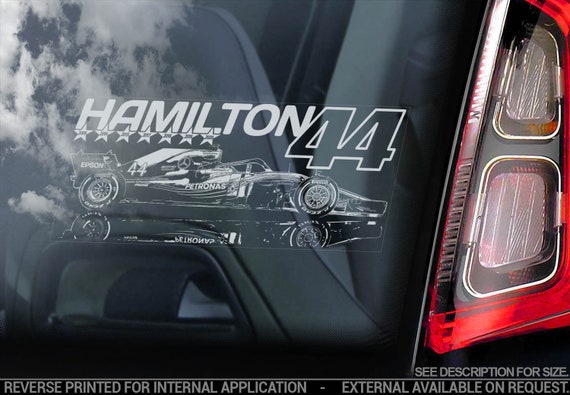 LEWIS HAMILTON #44 Car Sticker, Formula One F1 Window Decal Sign Gift Idea - V08