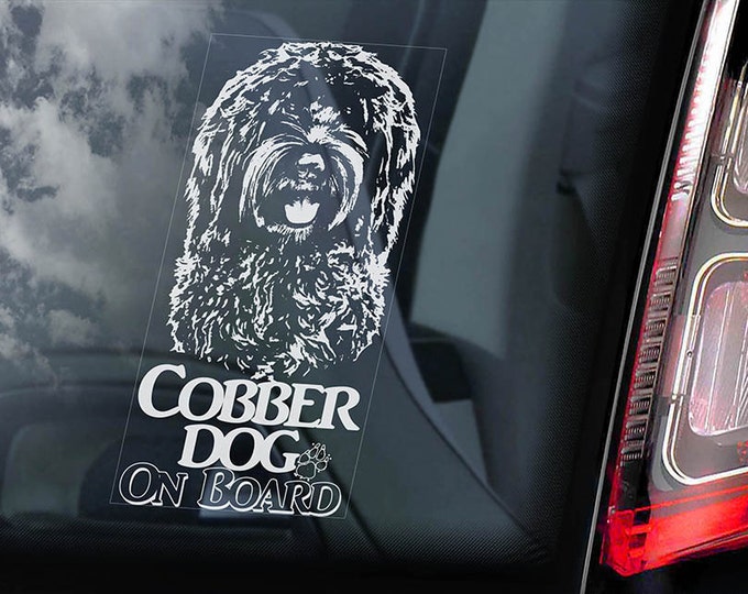 Cobber Dog on Board - Car Window Sticker - Australian Cobberdog Sign Art Decal - V01