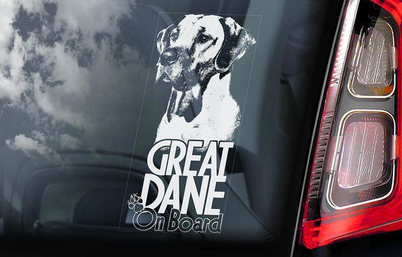 Great Dane on Board - Car Window Sticker - German Mastiff Dog Sign Decal - V02