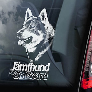 Jämthund on Board - Autoaufkleber Schwedischer Elchhund Moosehound Jamthund Schild Aufkleber -V01
