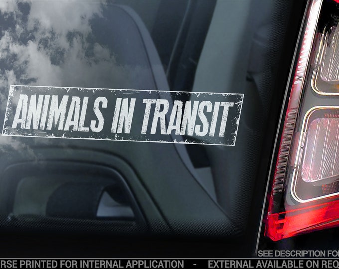Animals in Transit - Car Window Sticker - Dog Bumper Sign Decal Gift - V02