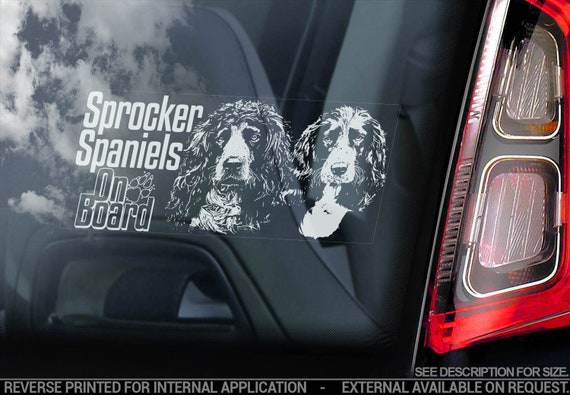 Sprocker Spaniels on Board - Car Window Sticker - English Springer Dog Sign Decal - V01