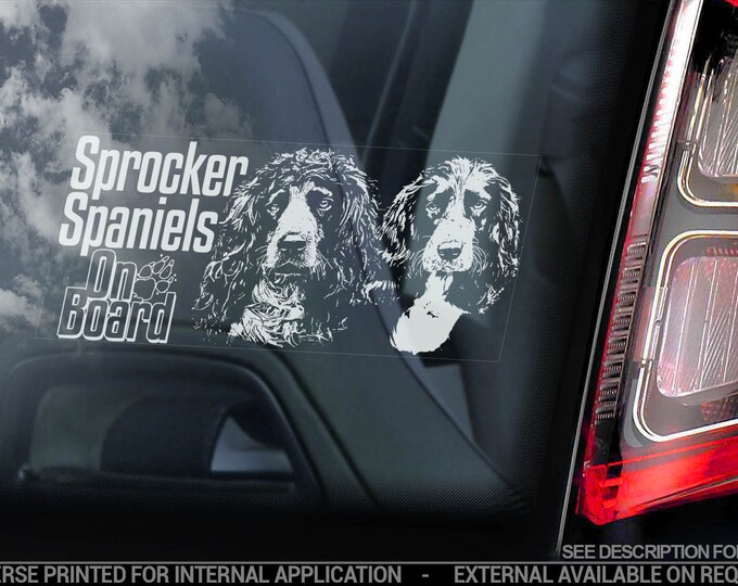 Sprocker Spaniels on Board - Car Window Sticker - English Springer Dog Sign Decal - V01