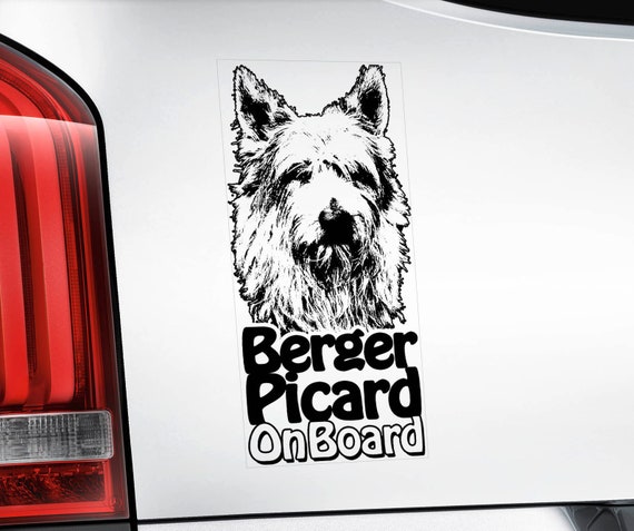 Berger Picard on Board - Car Window Sticker - Dog de Picardie Sign Decal Art Gift - V01BLK