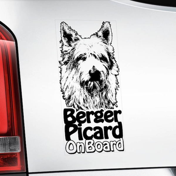 Berger Picard on Board - Car Window Sticker - Dog de Picardie Sign Decal Art Gift - V01BLK