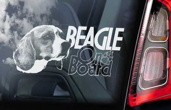 Beagle on Board - Car Window Sticker - English Dog Sign Decal  -V02