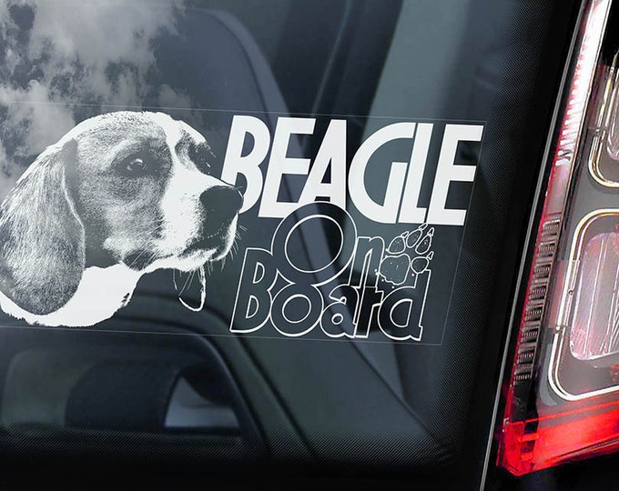 Beagle on Board - Car Window Sticker - English Dog Sign Decal  -V02