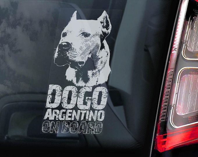 Dogo Argentino on Board, Car Window Sticker Argentine Mastiff Sign Gift Decal -V05