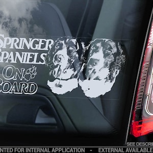 Springer Spaniels on Board - Car Window Sticker - English Spaniel Dog Sign Decal -V04