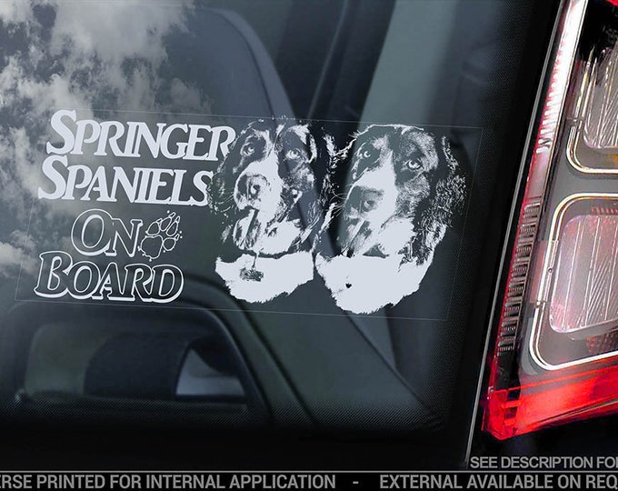 Springer Spaniels on Board - Car Window Sticker - English Spaniel Dog Sign Decal -V04