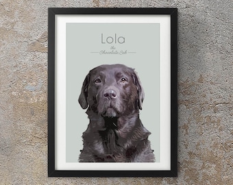 Personalised Pet Portrait, Hand-illustrated Custom Artwork Poster Print or Digital file, Pet Wall Art, Memorial Gift for Dog, Cat, Rabbit..