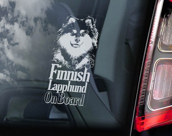 Finnish Lapphund on Board - Car Window Sticker - Lapinkoira Dog Sign Gift Decal - V05
