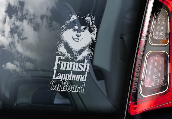 Finnish Lapphund on Board - Car Window Sticker - Lapinkoira Dog Sign Gift Decal - V05