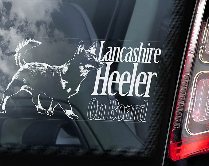 Lancashire Heeler on Board - Car Window Sticker - Ormskirk Terrier Dog Sign Decal Art Gift - V01