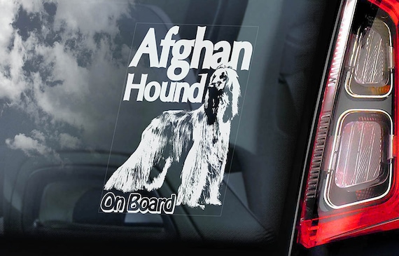 Afghan Hound - Car Window Sticker - Dog on Board Sign Decal Persian Greyhound -V01