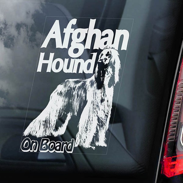 Afghan Hound - Car Window Sticker - Dog on Board Sign Decal Persian Greyhound -V01