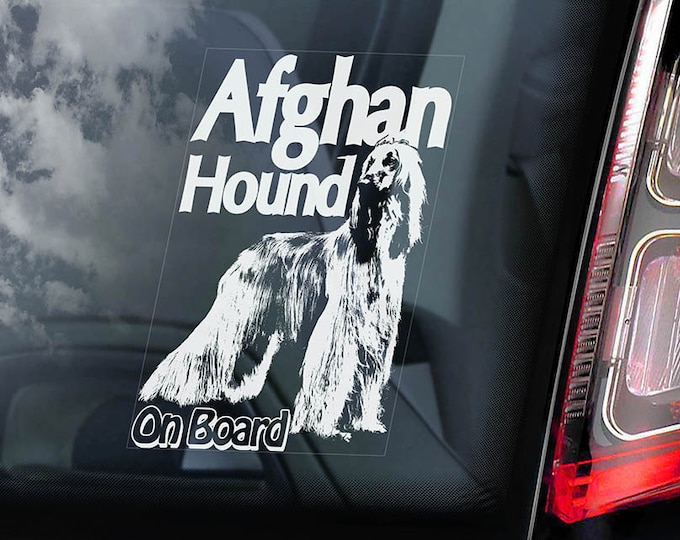 Afghan Hound - Car Window Sticker - Dog on Board Sign Decal Persian Greyhound -V01