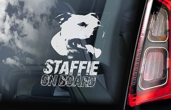 Staffordshire Bull Terrier - Car Window Sticker - Dog on Board Sign Decal Staffie Staffy -V11